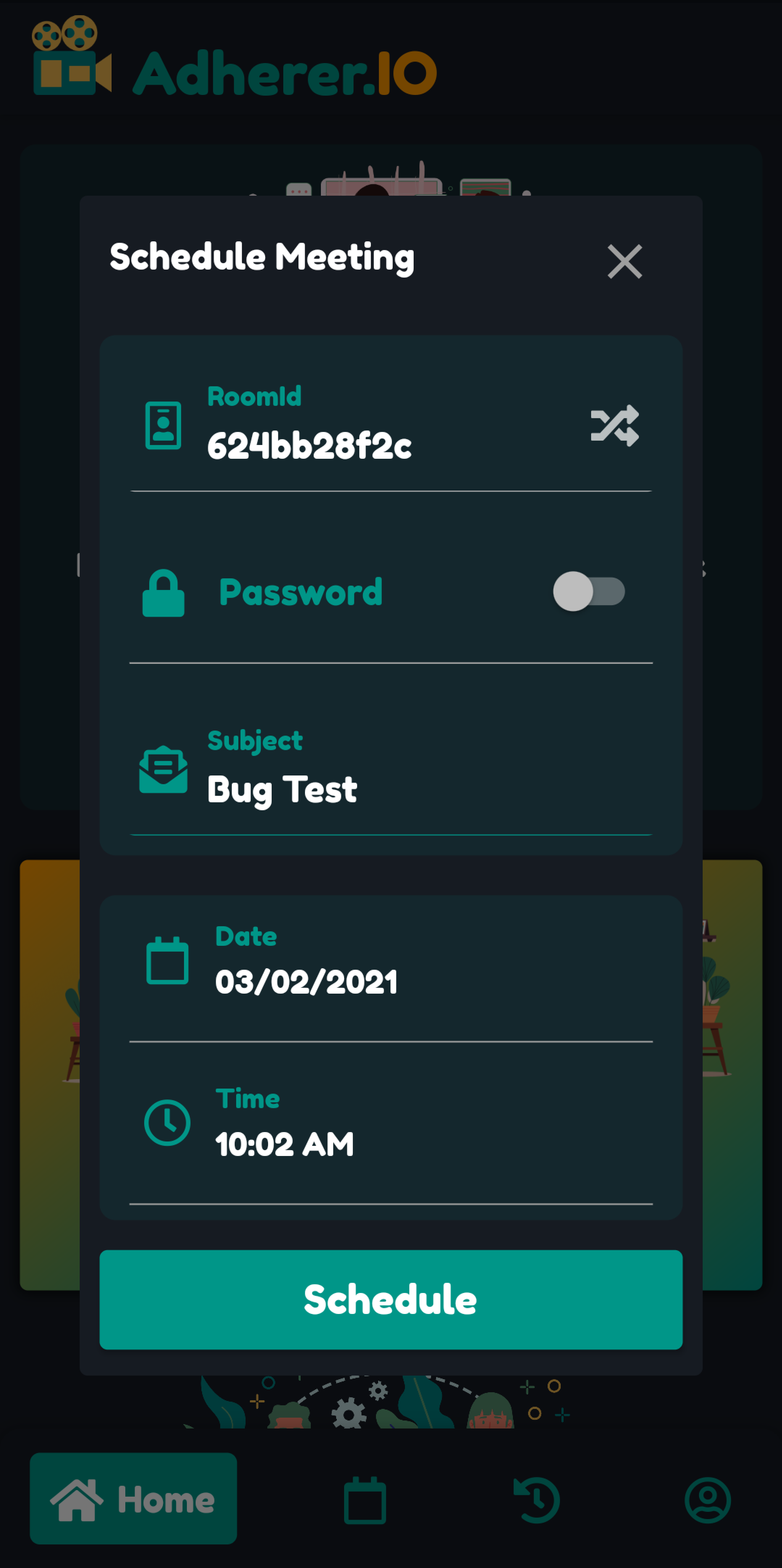Image of adherer schedule page