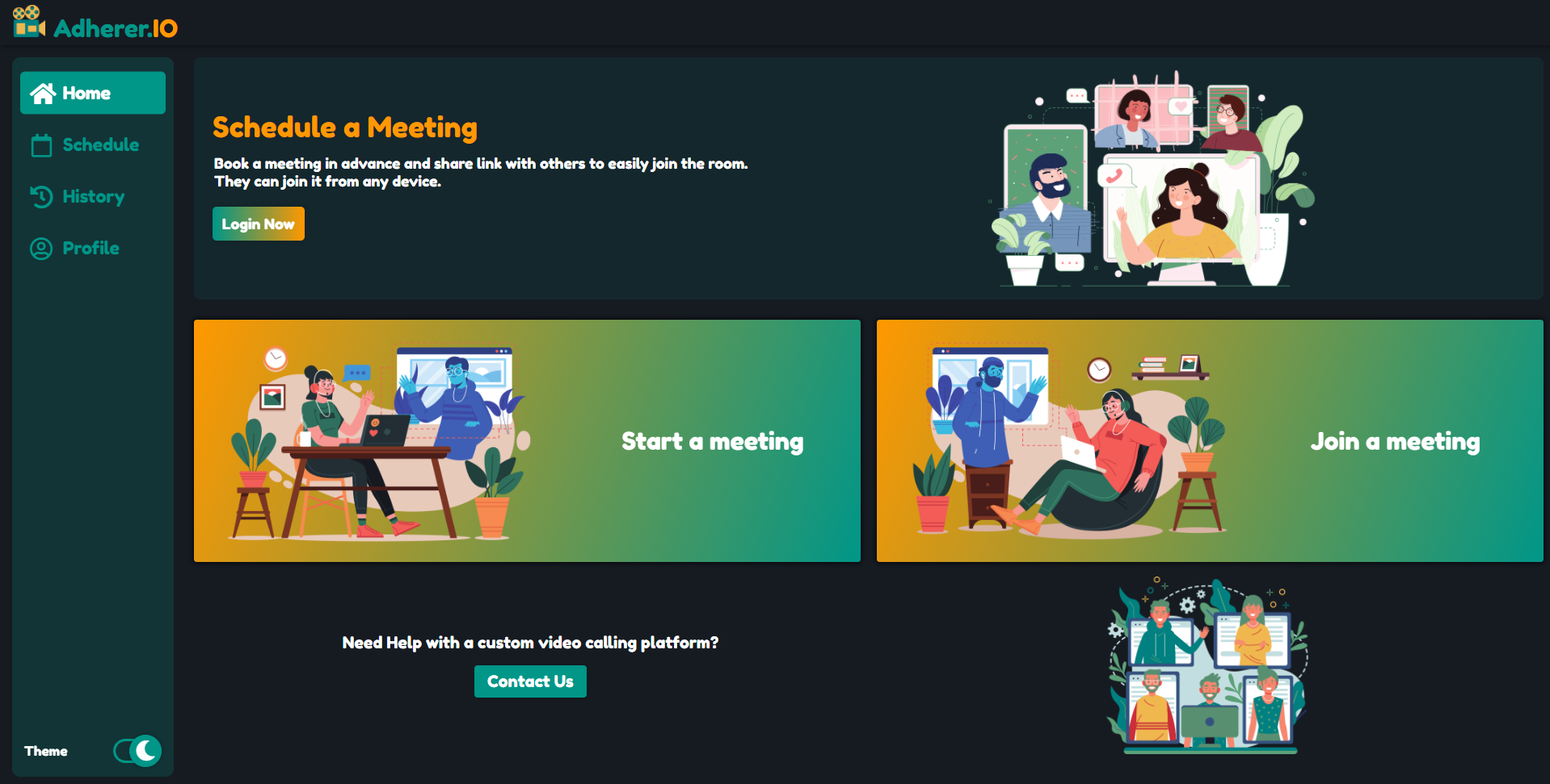Image of adherer web app home page